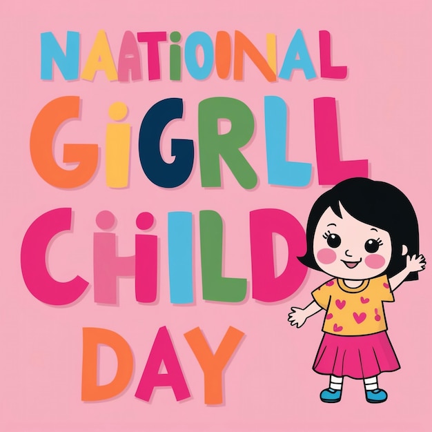 Photo national girl child day poster background design