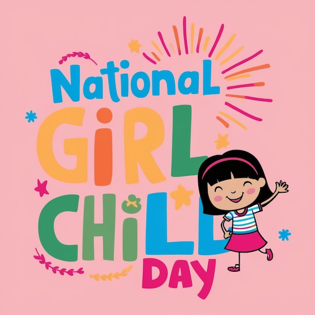 Photo national girl child day poster background design