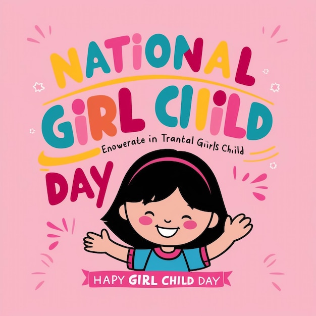 Photo national girl child day poster background design