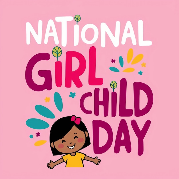 Photo national girl child day poster background design