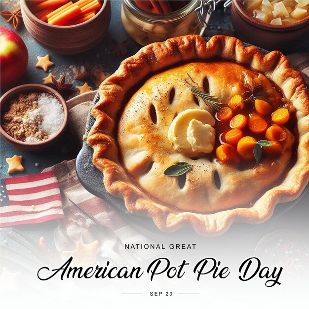 Photo national great american pot pie day social media post banner poster template