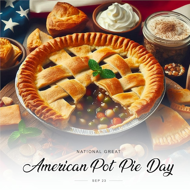 National Great American Pot Pie Day social media post banner poster template