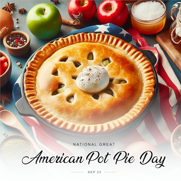 National Great American Pot Pie Day social media post banner poster template