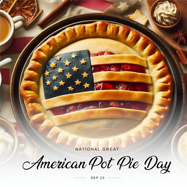 National Great American Pot Pie Day social media post banner poster template