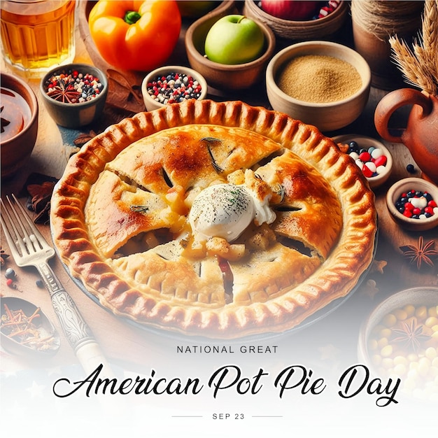 National Great American Pot Pie Day social media post banner poster template