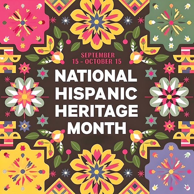 National Hispanic Heritage Month banner Illustration background with floral pattern design