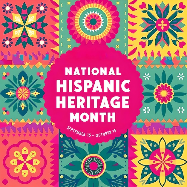 National Hispanic Heritage Month banner Illustration background with floral pattern design