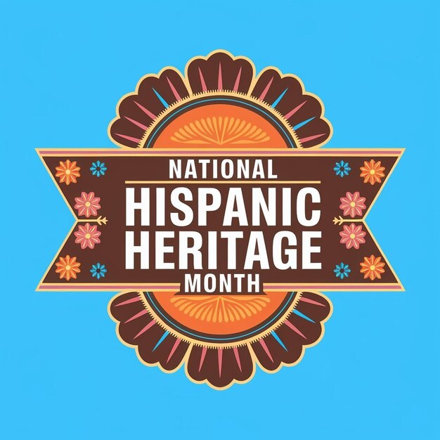 Photo national hispanic heritage month banner with flower pattern ornament vector background latin american art culture and traditions of hispanic heritage in huichol designs