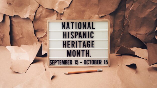 Photo national hispanic heritage month text on abstract paper landscape celebrating cultural and historic