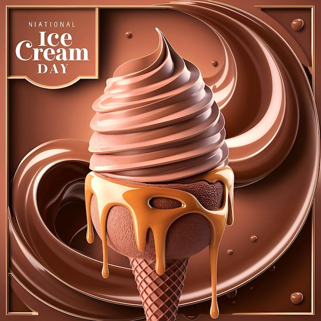 National ice cream poster with ice cream background