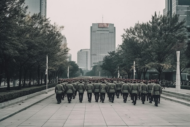 National Liberation Day of Korea August 15 South and North Korea freedom liberty army memorial day patriotic Korean flag camouflage soldier independence movement Generative AI