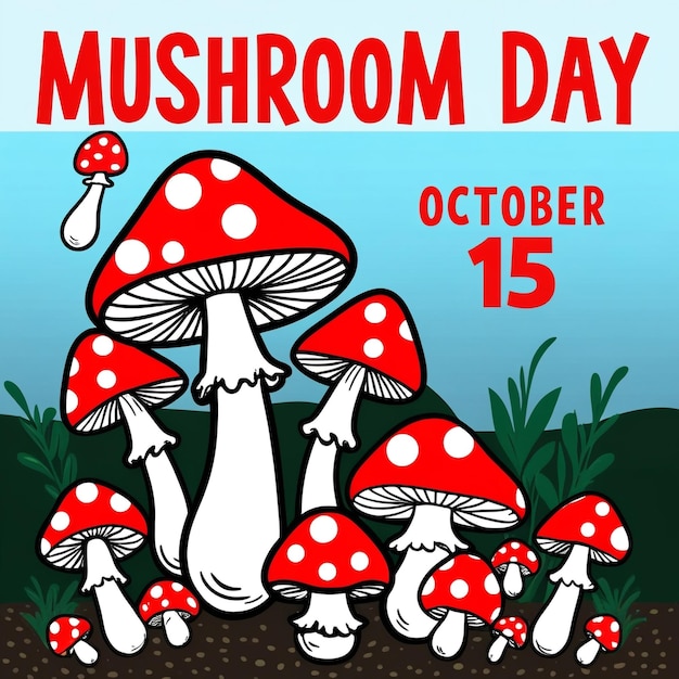 National Mushroom Day Design Suitable for Greeting Cards Posters and Banners