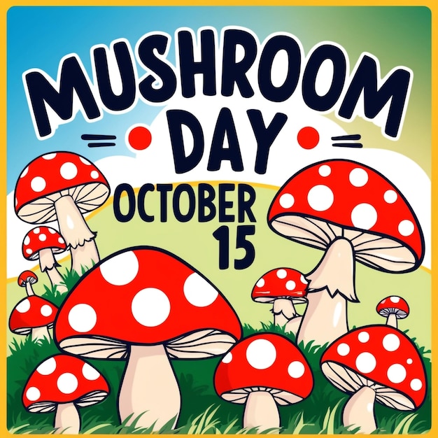 Photo national mushroom day design suitable for greeting cards posters and banners