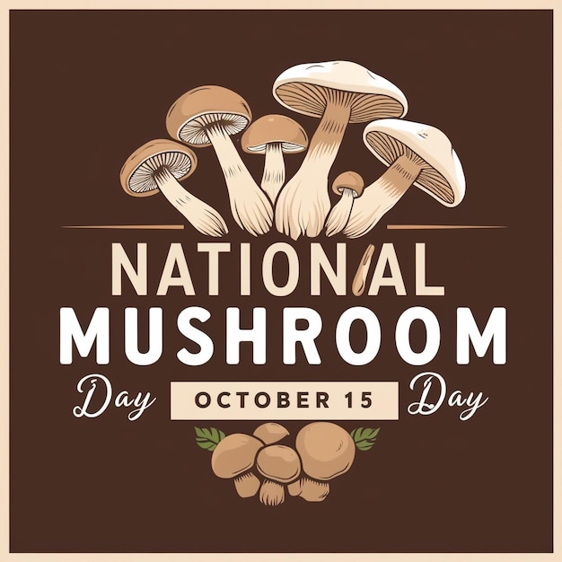 National Mushroom Day Stock Images Oyster Mushroom and White Champignon Mushrooms Isolated on a Brown Background Stock Images Mushroom Day Poster October 15 Important Day