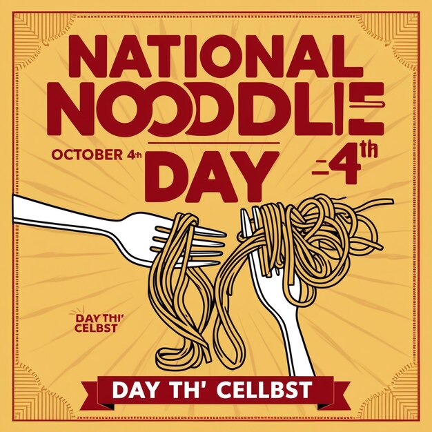 Photo national noodle day banner background and october 6 poster template design with vector illustration