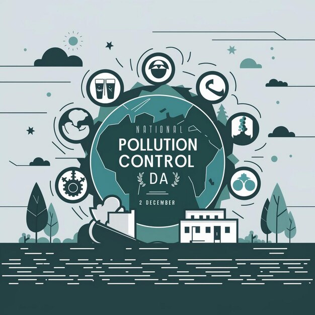 Photo national pollution control day design illustration