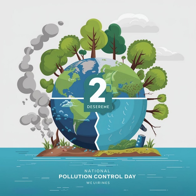 Photo national pollution control day design illustration