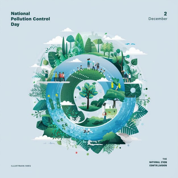 Photo national pollution control day design illustration