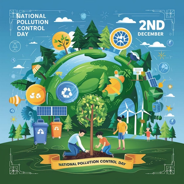 National Pollution Control Day Design Illustration