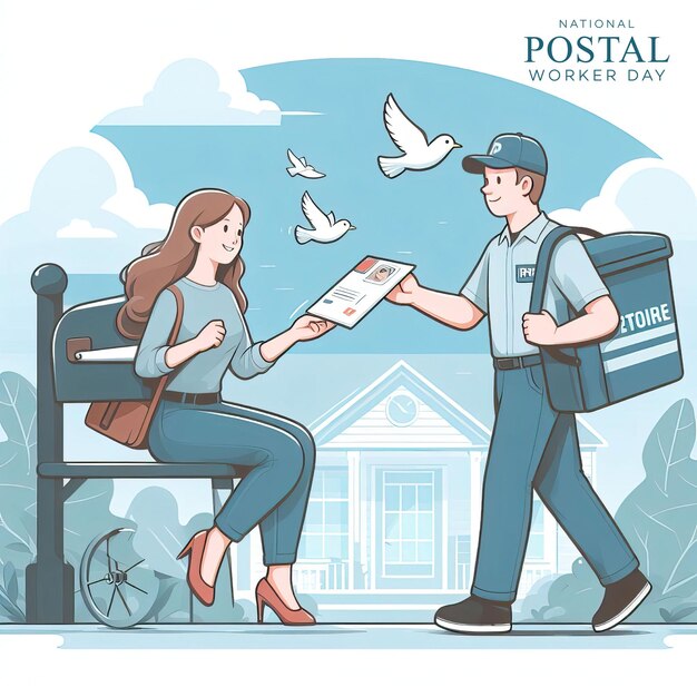 National Postal Worker Day July 1st National Postal Worker Day poster illustration design mailbox