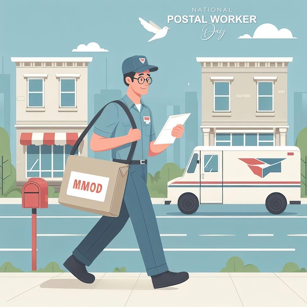 Photo national postal worker day july 1st national postal worker day poster illustration design