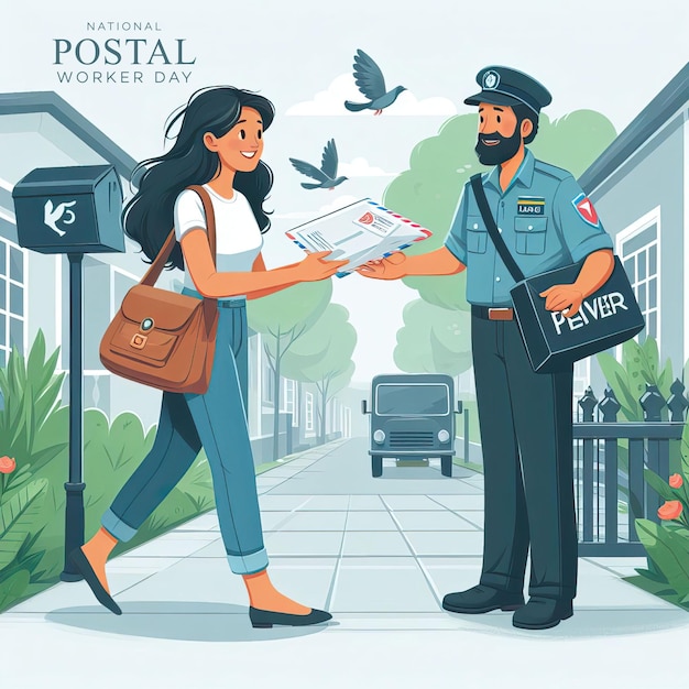 Photo national postal worker day july 1st national postal worker day poster illustration design