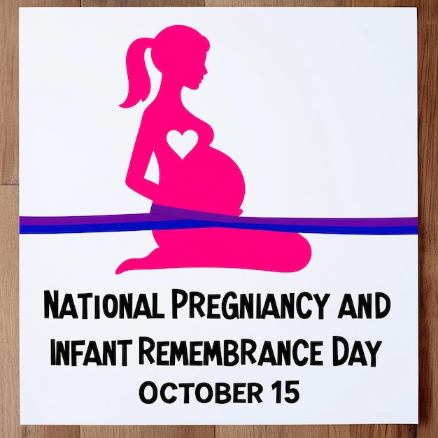 Photo national pregnancy and infant loss remembrance day vector pregnant kneeling woman pink silhouette icon vector