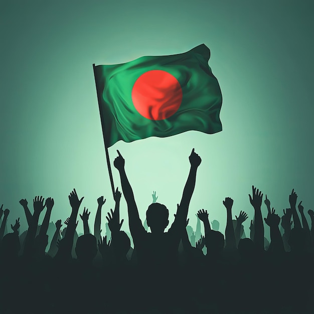 National Pride Bangladesh Flag in the Evening Sky