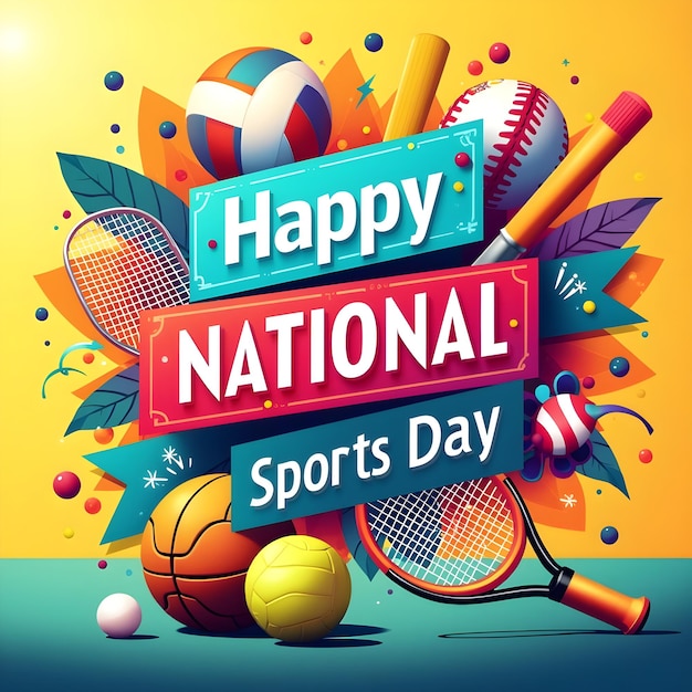 Photo national sports day 29 august india celebrates poster typography calligraphy text social media poster