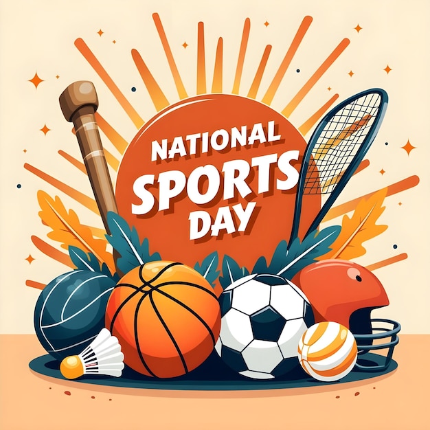 National Sports Day 29 august India celebrates Poster Typography Calligraphy Text Social Media Poster