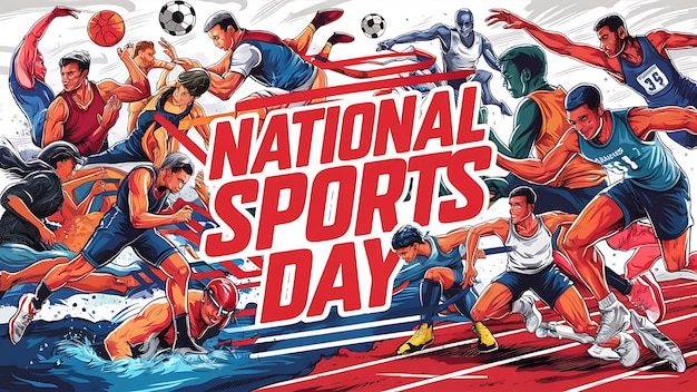 National sports day Illustrationtypography