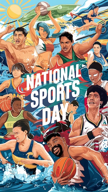 National sports day Illustrationtypography