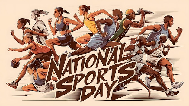 National sports day Illustrationtypography