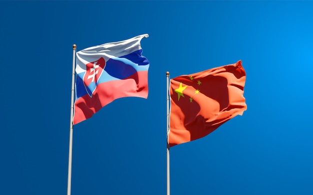 national state flags of Slovakia and China together