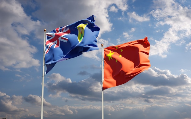 national state flags of Turks and Caicos Islands and China