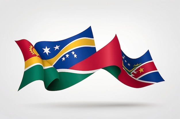 National vector fabric wave flags of Venezuela and Republic of South Africa isolated