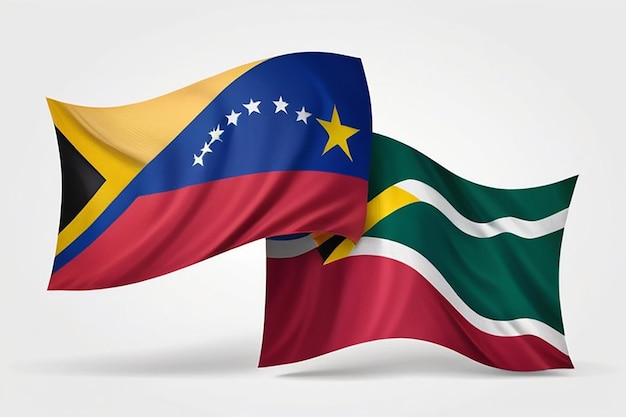 National vector fabric wave flags of Venezuela and Republic of South Africa isolated