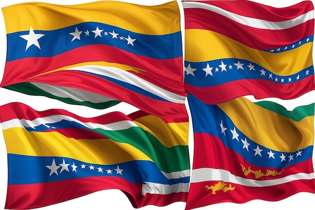 National vector fabric wave flags of Venezuela and Republic of South Africa isolated