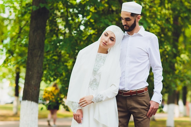 Photo national wedding bride and groom wedding muslim couple during the marriage ceremony muslim marriage