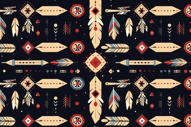 Photo native america pattern black background