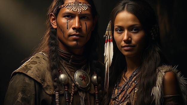 Native americans in traditional attire