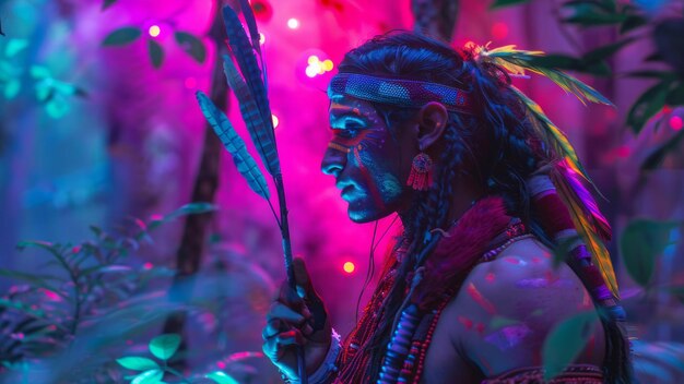 Native Warrior in Enchanted Forest