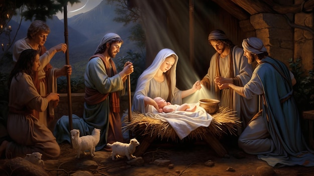 Nativity Scene Celebrating the Birth of Jesus