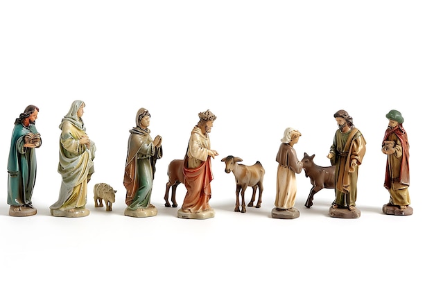 Nativity Scene Figurines with Shepherds Animals and Mary and Joseph