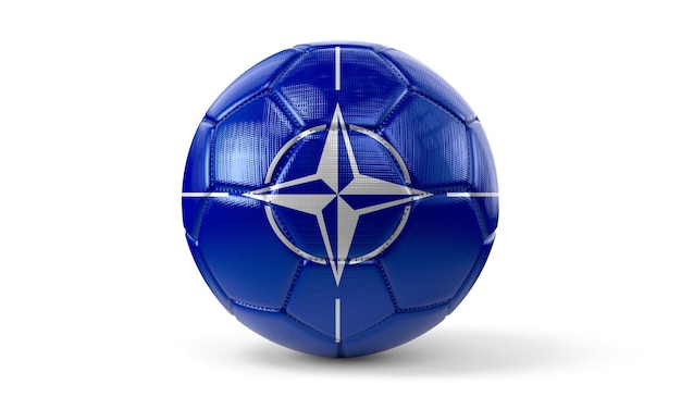 NATO national flag on soccer ball 3D illustration