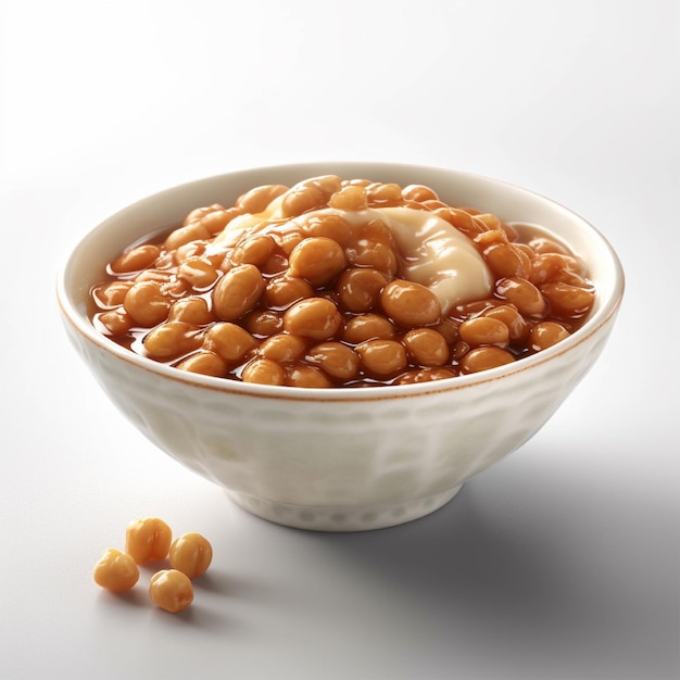 Natto from fermented soybean seeds with Bacillus subtilis Japanese food AI generate