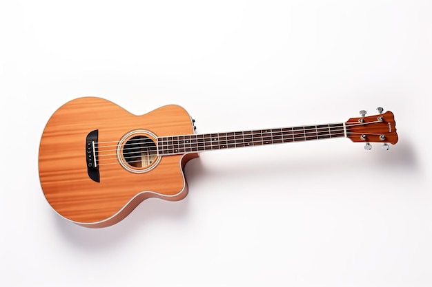 Photo a natural acoustic guitar with a rich finish and beautiful grain on white or png transparent background