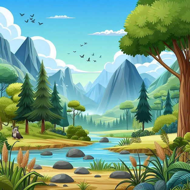 Photo natural animated background for cartoon video