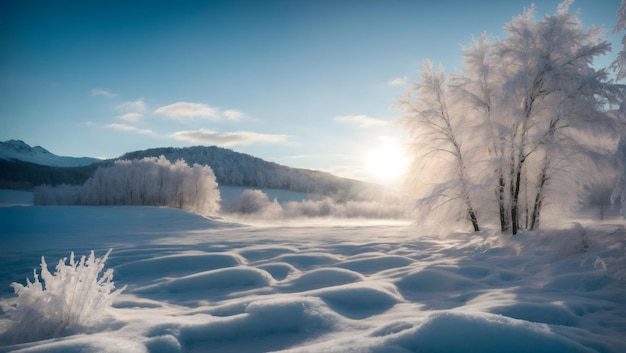 natural atmosphere in winter landscape background