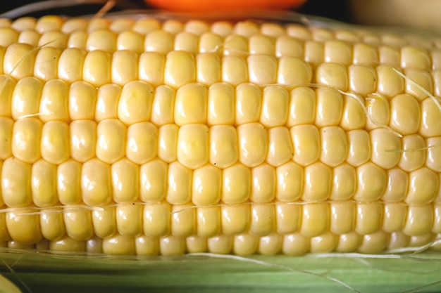 Natural background fresh corn closeup macro shot